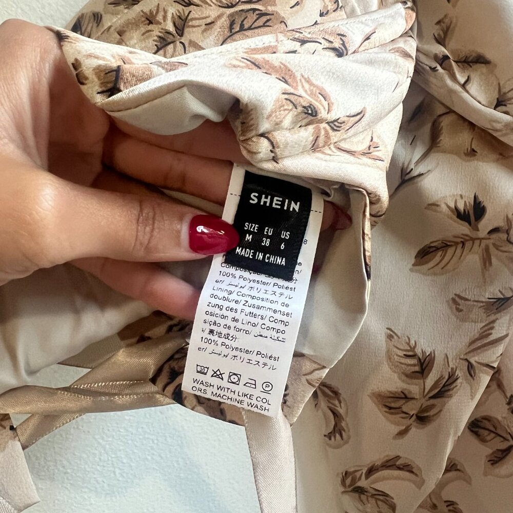 Beige floral bustier top with lace-up back - Picture 4 of 4